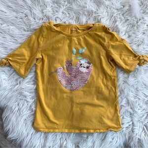 Cozy Kids Sloth Graphic Tee - Mustard Yellow